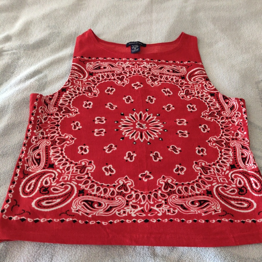 Red bandana tank top with a few rhinestones